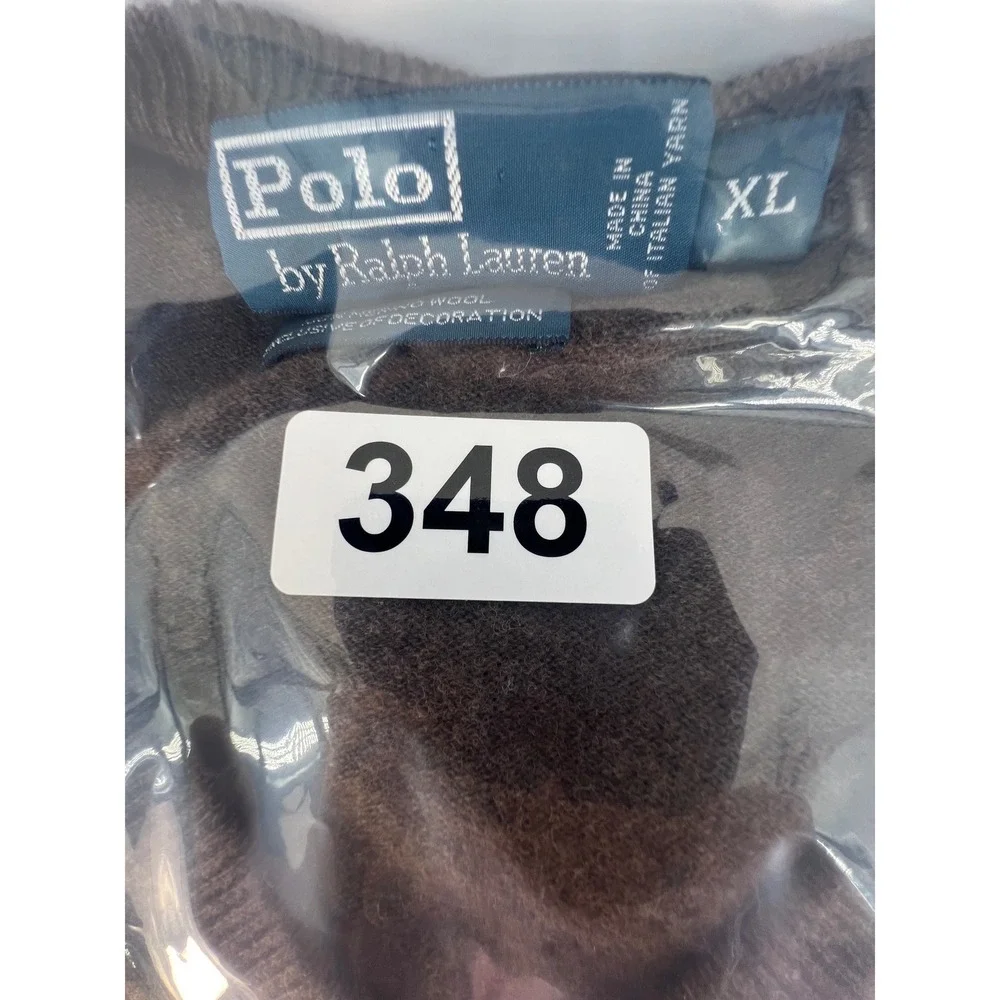 Polo Ralph Lauren Merino Wool‎ V Neck Sweater Brown XL Mens